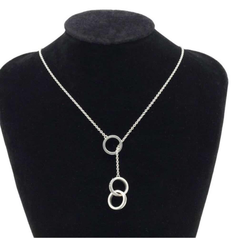 Vintage Tiffany & Co. 1837 Interlocking Circles Lariat Necklace Sterling Silver - Picture 3 of 11